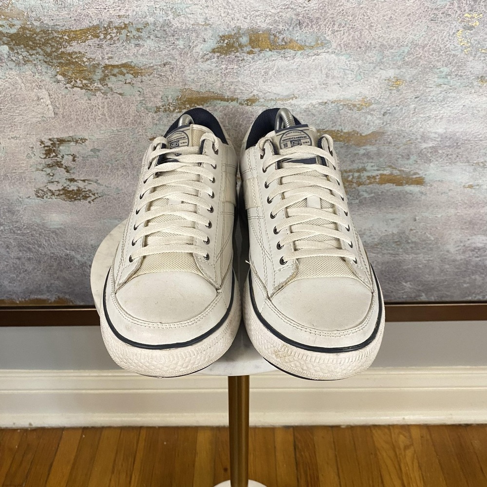 Skechers Shoes Mens Size 9.5 White Leather Lace Up Casual Sneakers SN 51137 - Picture 3 of 11